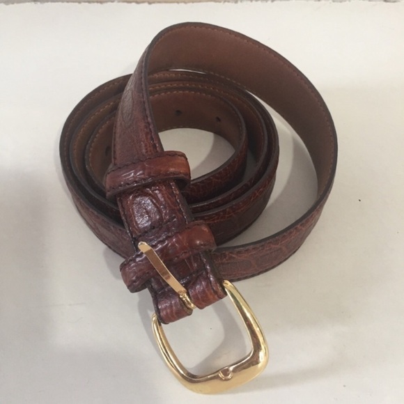 COLE HAAN Embossed Italian Calfskin Leather Belt Size 34 Waist - Picture 1 of 7